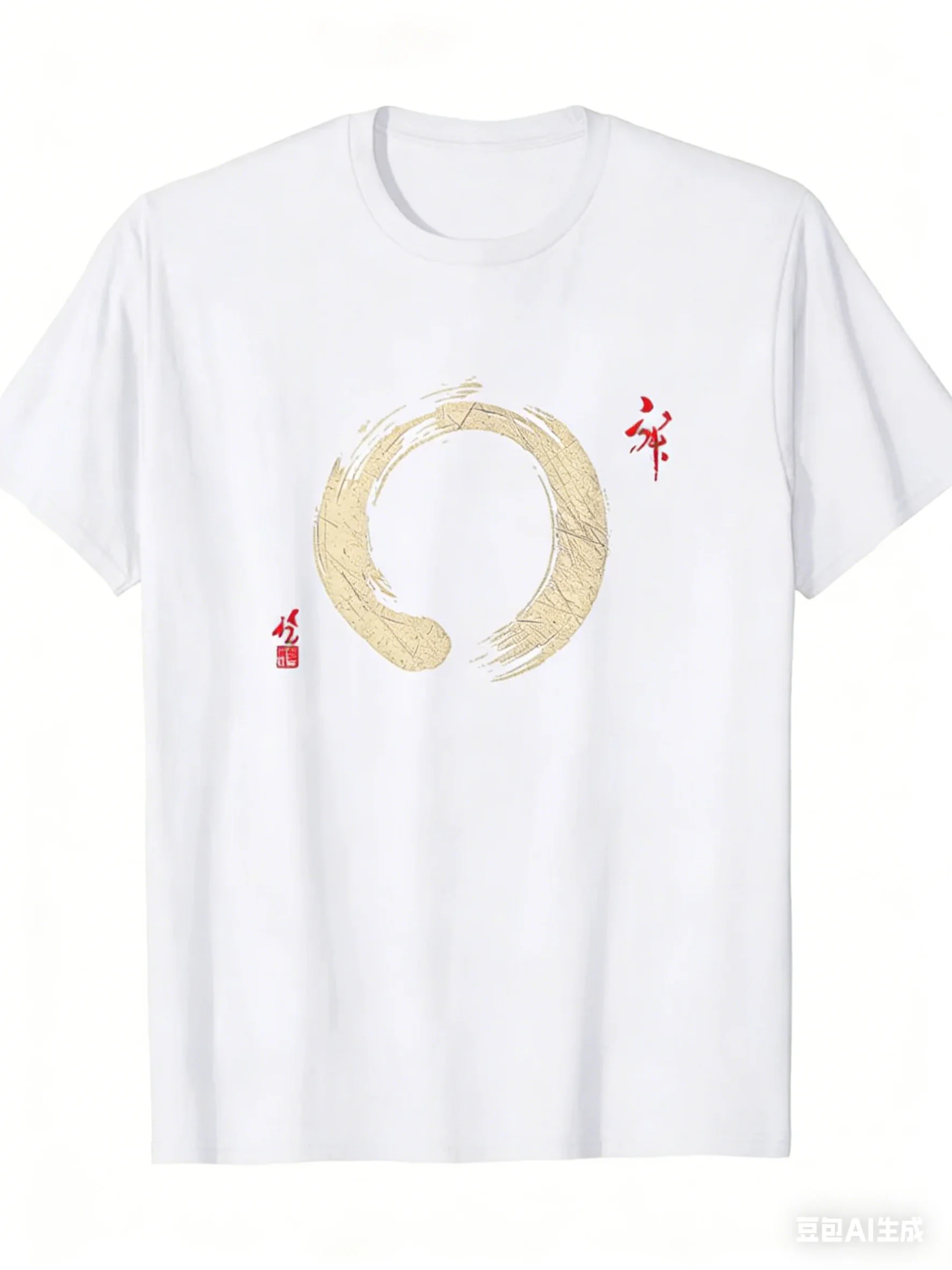 100% Cotton Summer Men's T Shirt Soft Comfortable Fabric Japanese Zen Enso Circle Gagulamao Pattern Suitable Daily Casual Wear