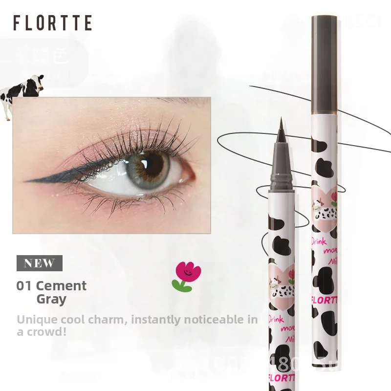 Flortte Silkworm Pen Eyeliner liquide pointe Ultra-fine colle de maquillage marron longue durée pour Eye Liner Kit d'apprentissage d'ombre universelle