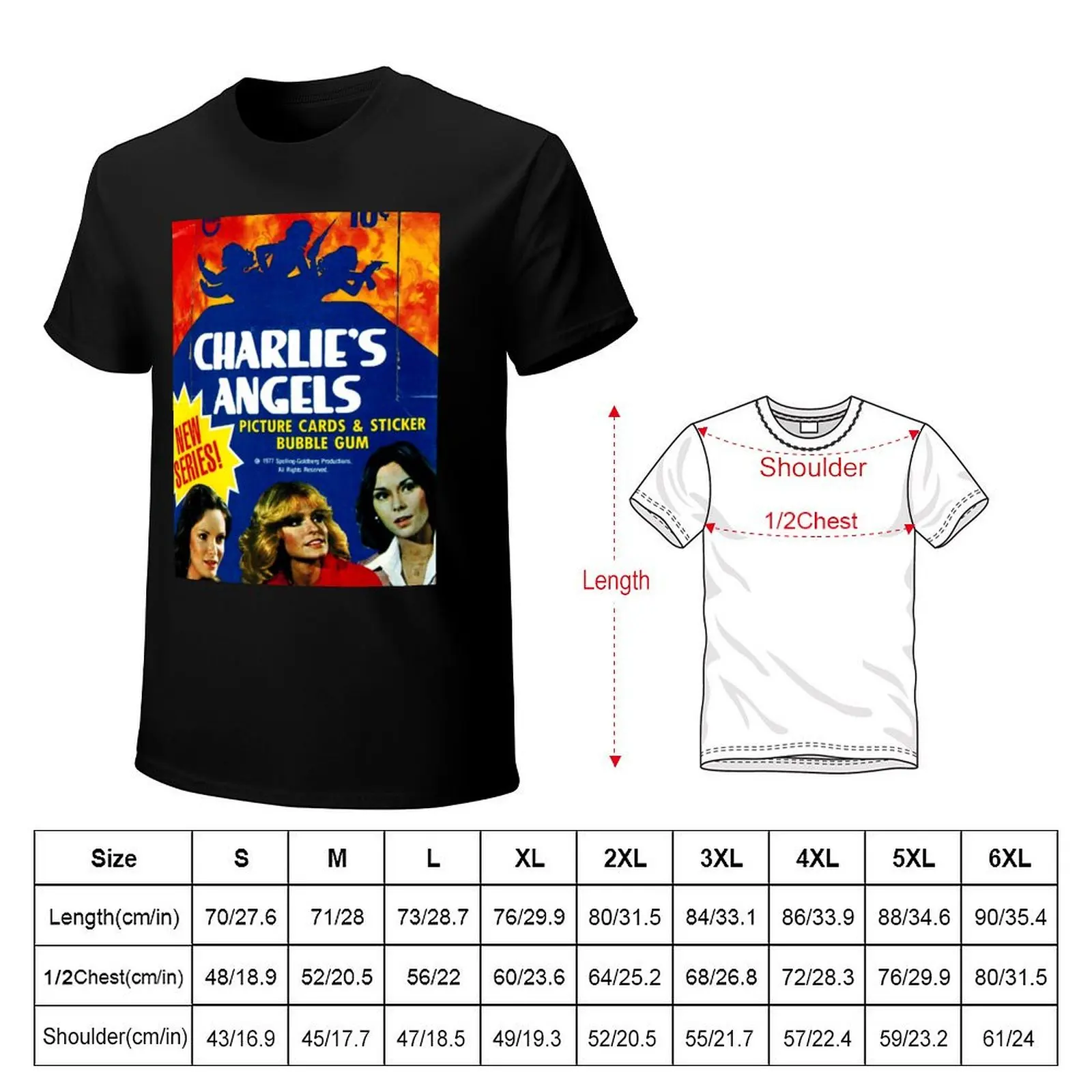 Vintage Charlie's Angels Topps Trading Cards Box T-Shirt t shirts for man cotton T-Shirt