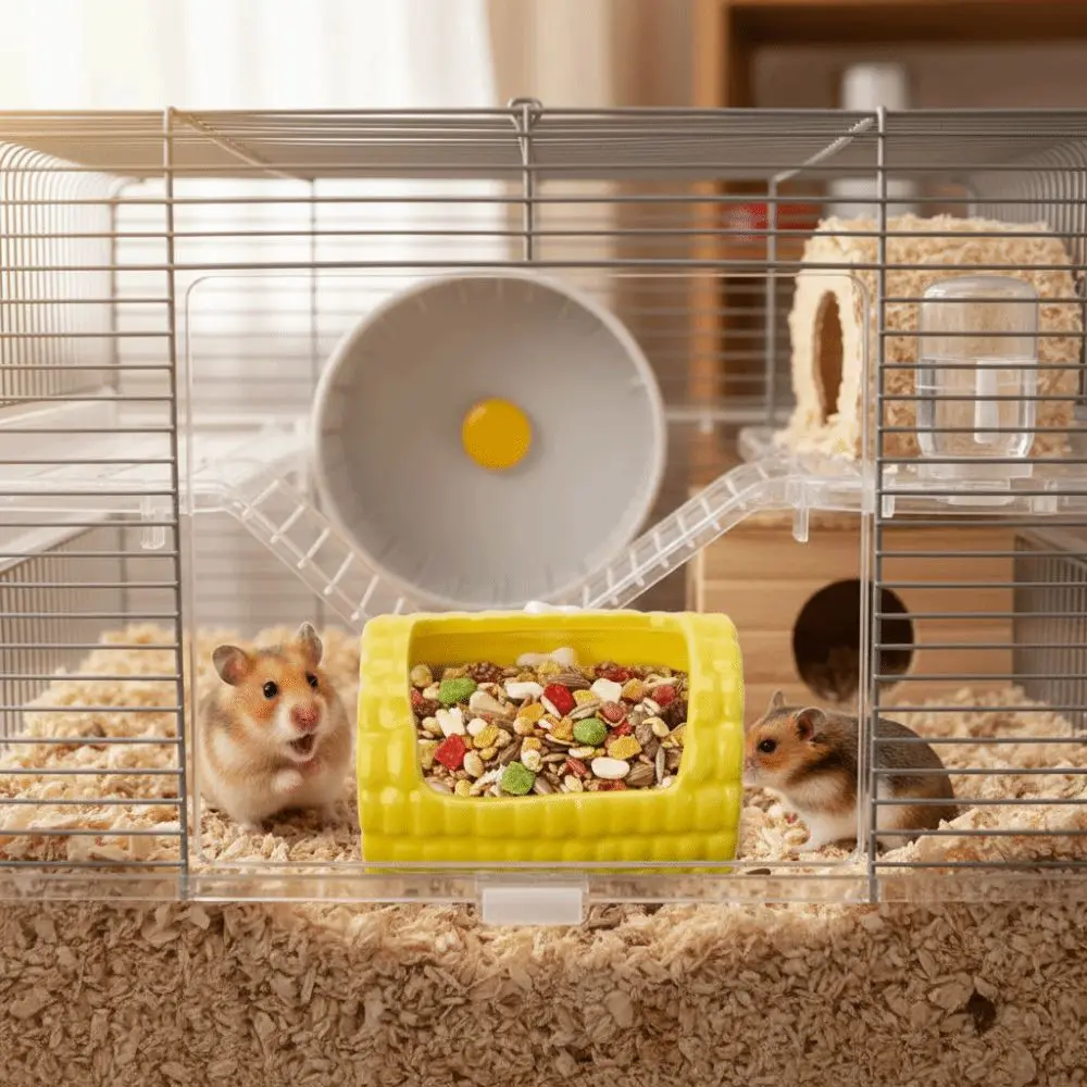 Spill-Proof Ceramic Hamster Food Bowl Bite Resistant Smooth Rabbit Water Bowl Corn Shape Hamster Feeding Dish for Small Pets view 5
