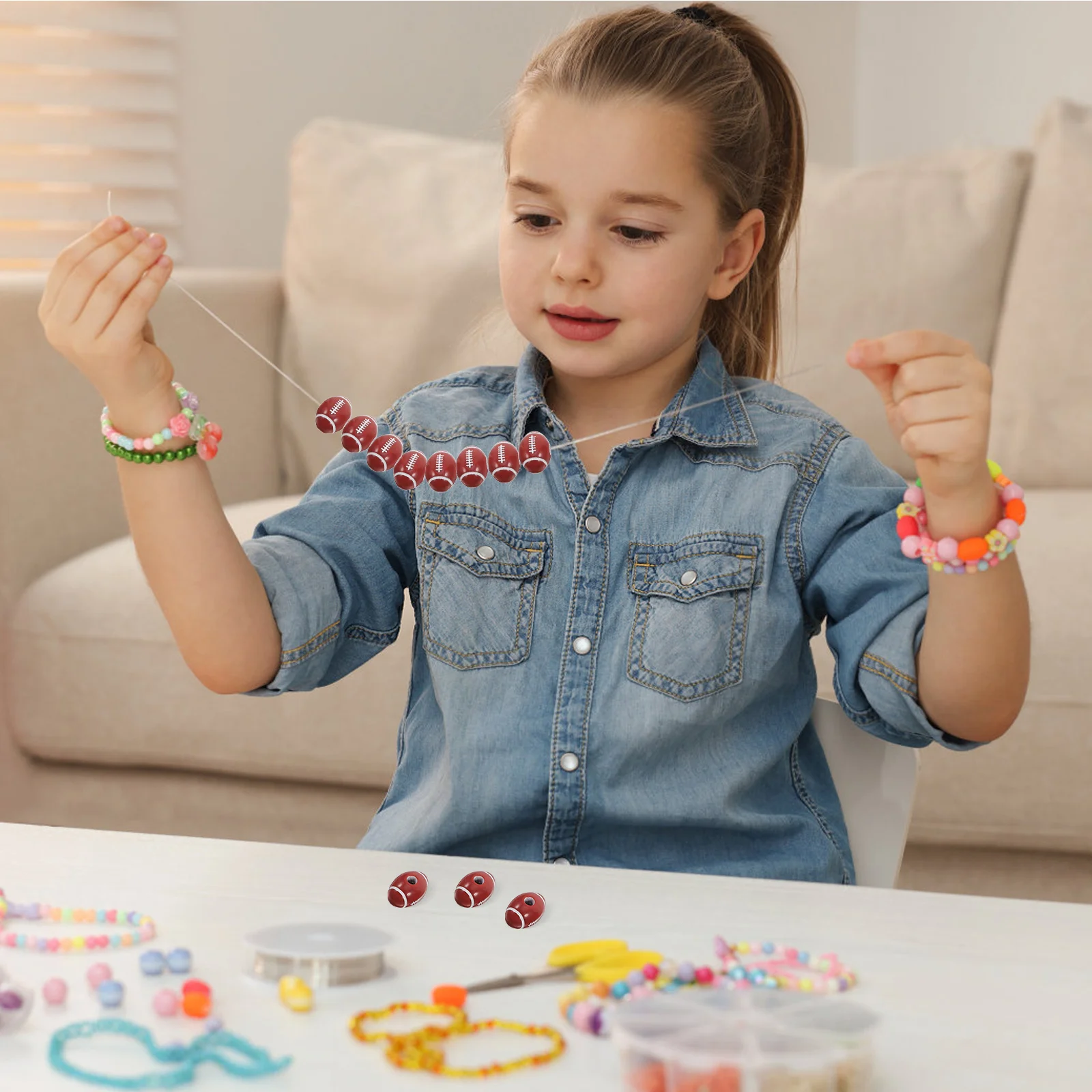 50 قطعة كرات الرجبي الاكريليك الخرز مادة متينة تعزيز مهارات التنسيق بين اليدين الرياضة حبة سحر الكرة الخرز