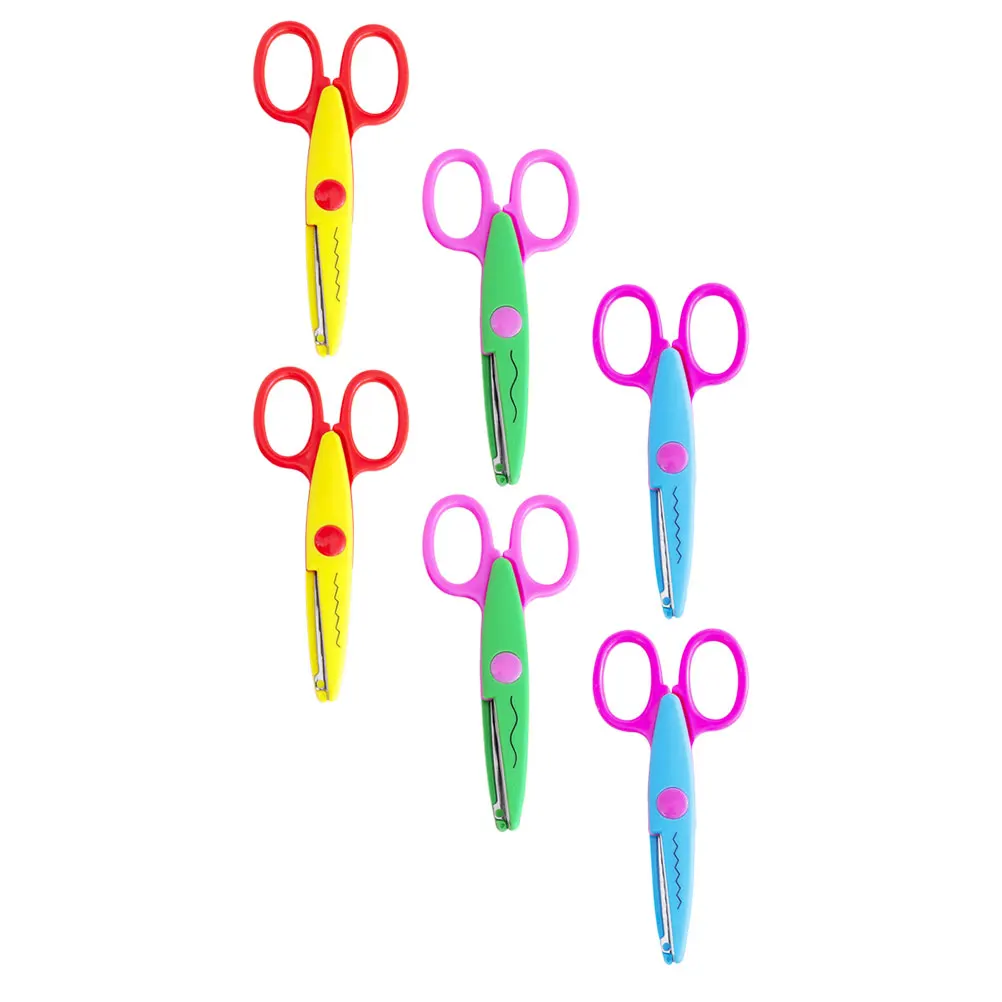 6 قطعة مقص قسط Abs الفولاذ المقاوم للصدأ الدانتيل قطع الحرفية Diy بها بنفسك مقص حافة مستديرة الغطاء الواقي #4