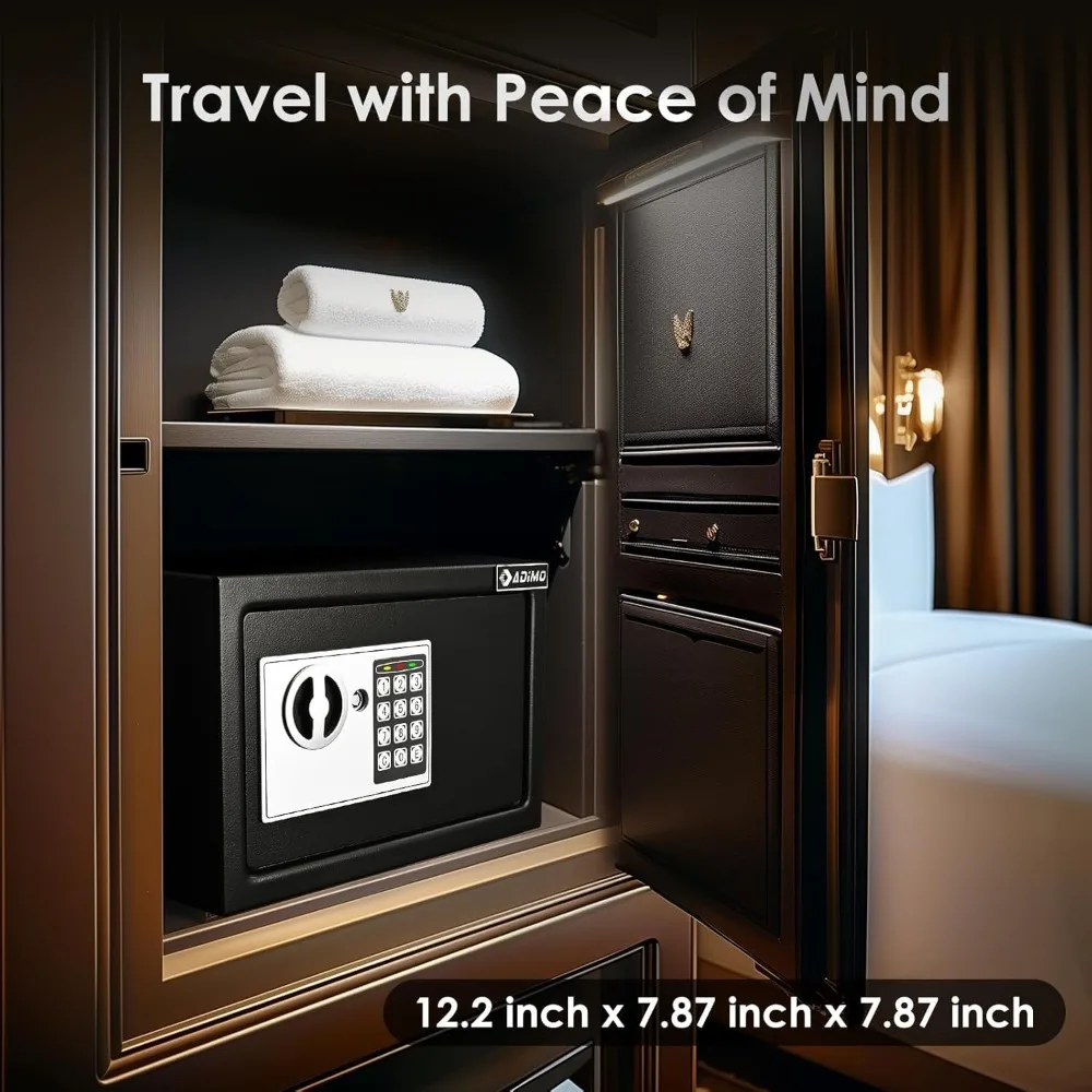 

Safe Box for College Dorm Room with Fireproof Waterproof Bag, Money Safe with Keys & Pass Code & Wall Mount Kits,