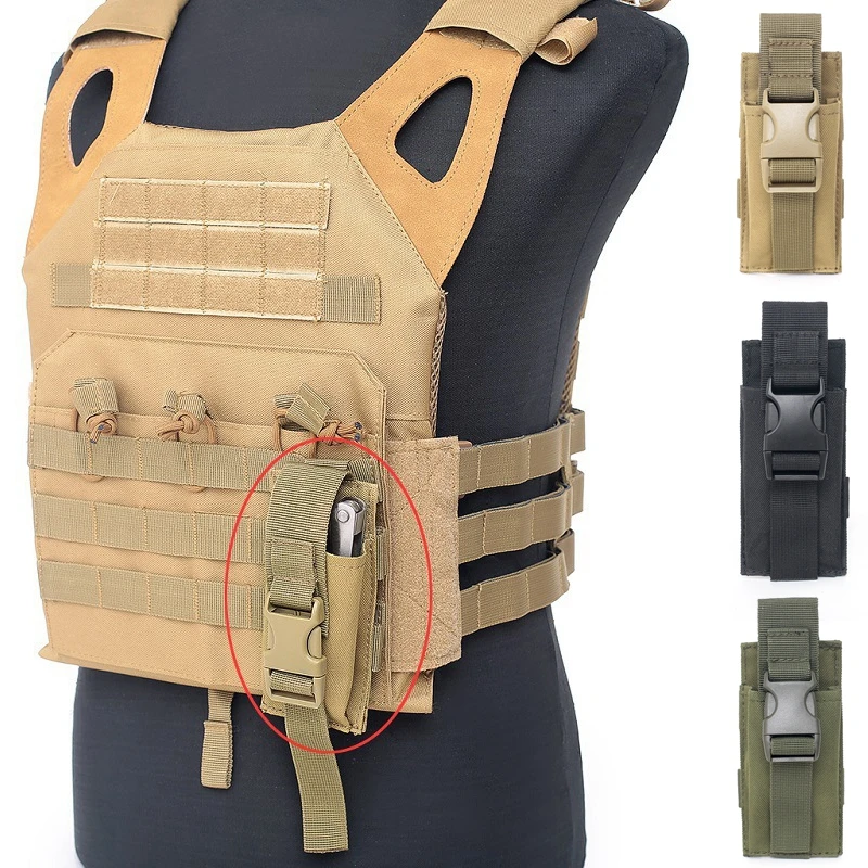 Tactical 9MM Single Magazine Pouch Outdoor Molle DEC Flashlight Waist Pouch Tool Knife Accessory Bag for Hunting Belt