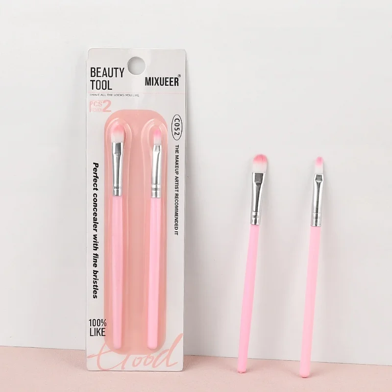 

2pcs Makeup Brush Set Pink Black Eye Shadow Lips Powder Blusher Mascara Brush Performance Date Decoration Accessories Wholesale