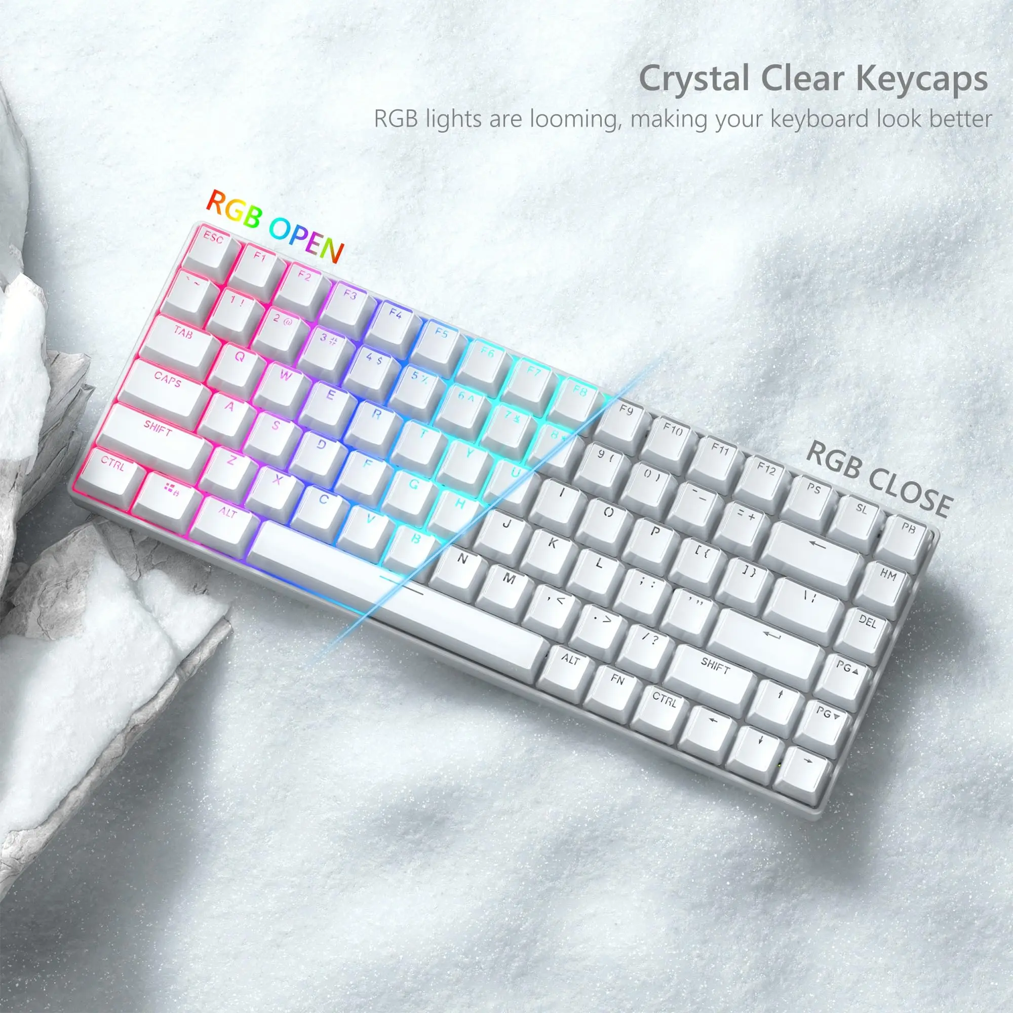 

118 Key White Jelly Round Top Keycaps Ice Crystal Translucent OEM Profile Key cap for Cherry MX 61 68 104 Mechanical Keyboard