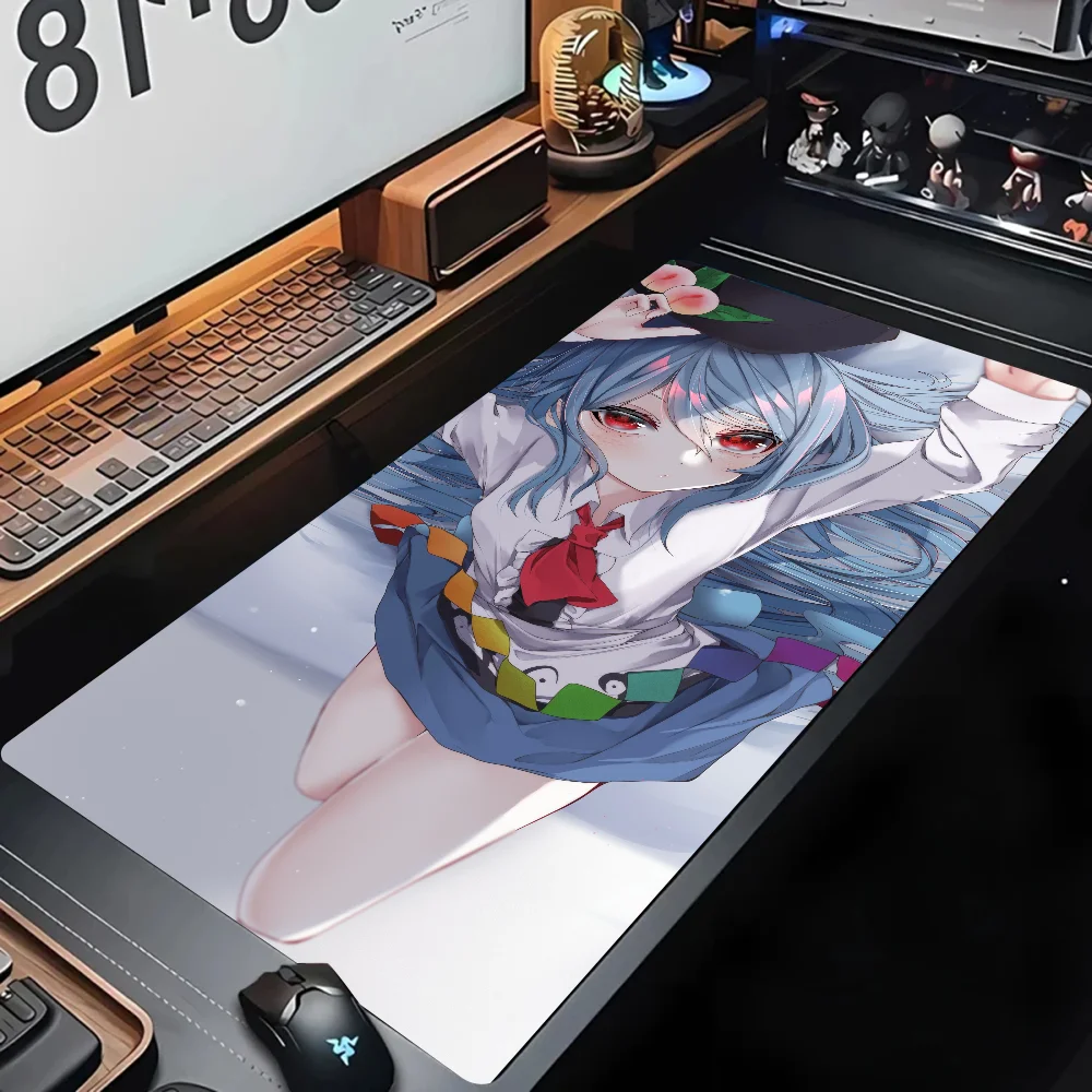 Anime Game Touhou Project Hinanawi Tenshi Mousepad Desk Mat With Pad Gaming Accessories Prime Gaming XXL Keyboard Pad Stitch Pa