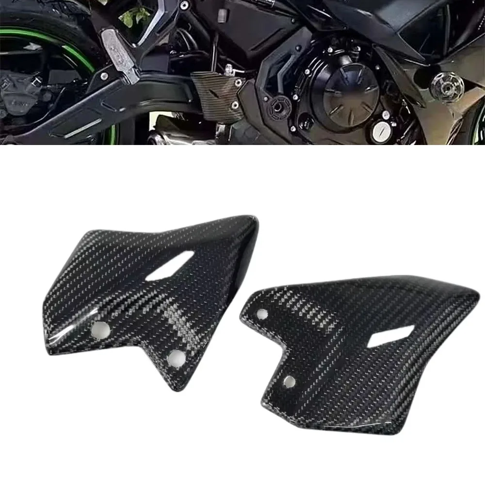

For KAWASAKI Ninja 650 Z650 2017-2022 2023 2024 Carbon Fiber Motorcycle Accessories FootPeg Footrest Rear SET Heel Plates Guard