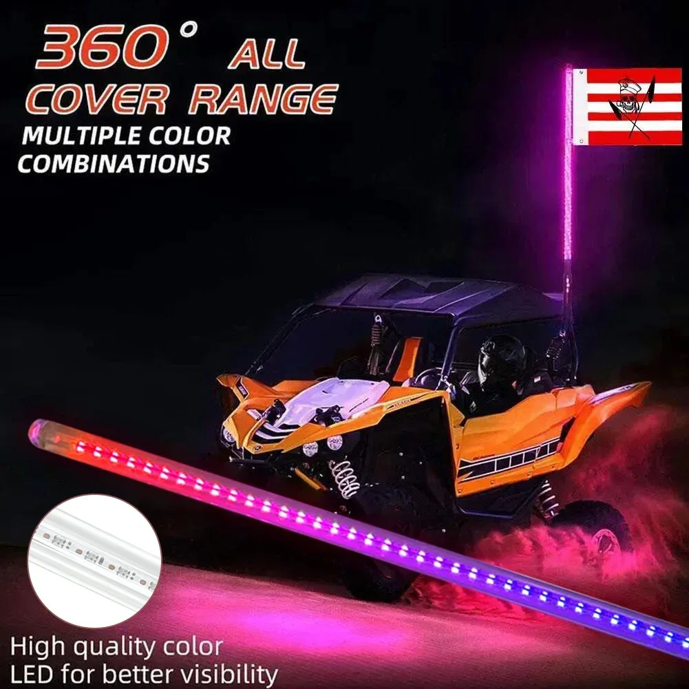 Luces LED de látigo para vehículos todoterreno, luz ambiental para coche, tira de neón de luz RGB, antena UTV ATV, luces de látigo Led