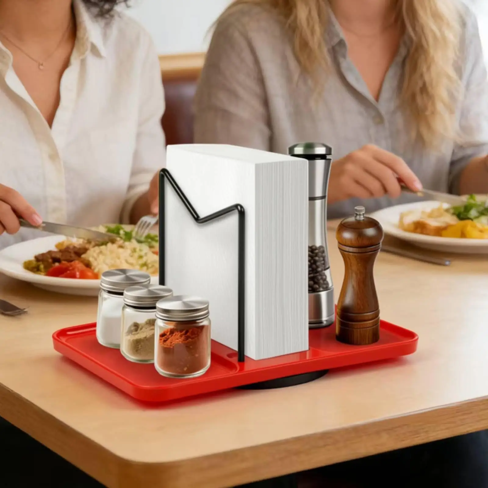 Rotating Metal Napkin Holder, Non-Slip Kitchen Condiment Holder,