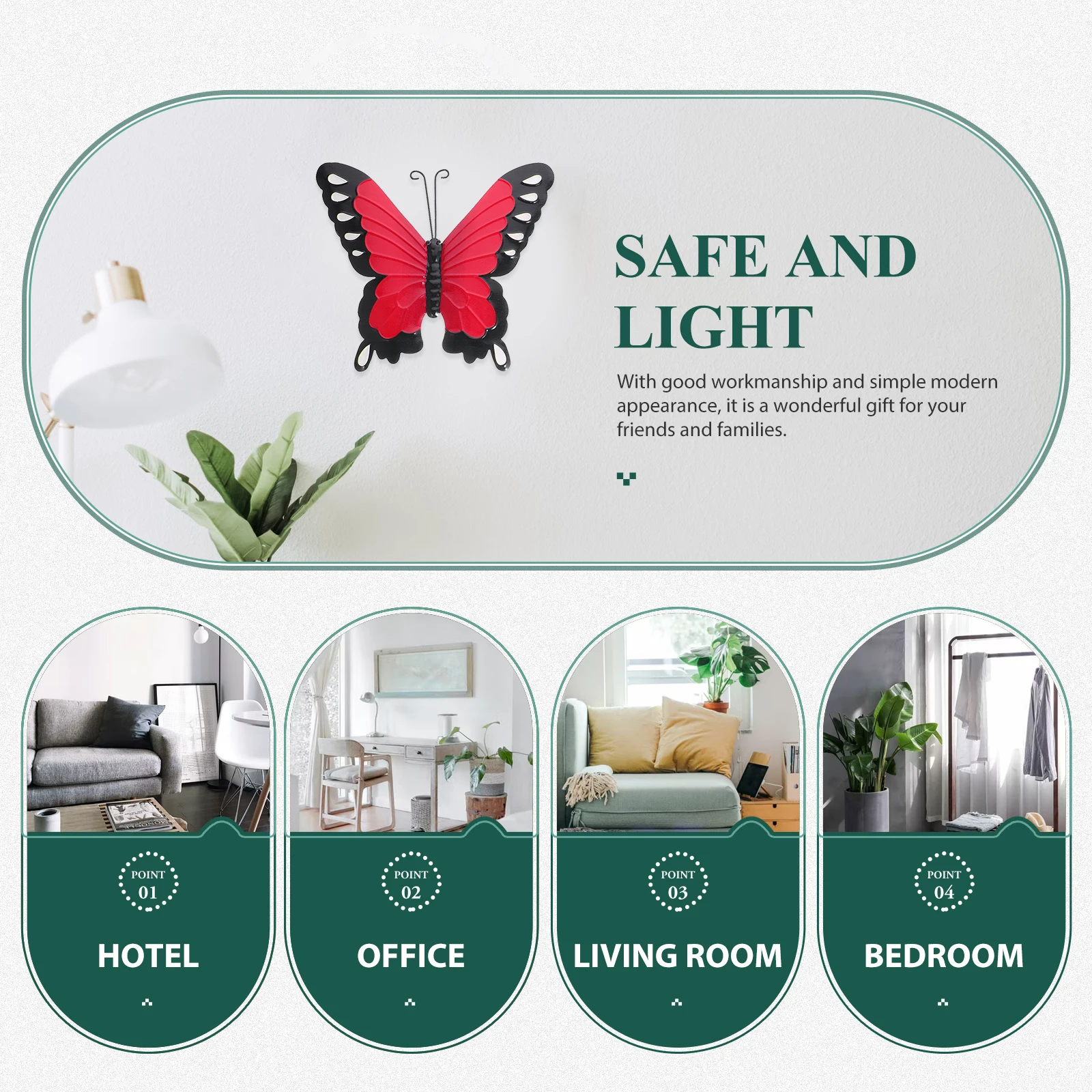 

3Pcs Iron Art Pendant Wall Hanging Decor Colorful Metal Butterflies Ornament for Living Room Office Wall Decoration Home Garden