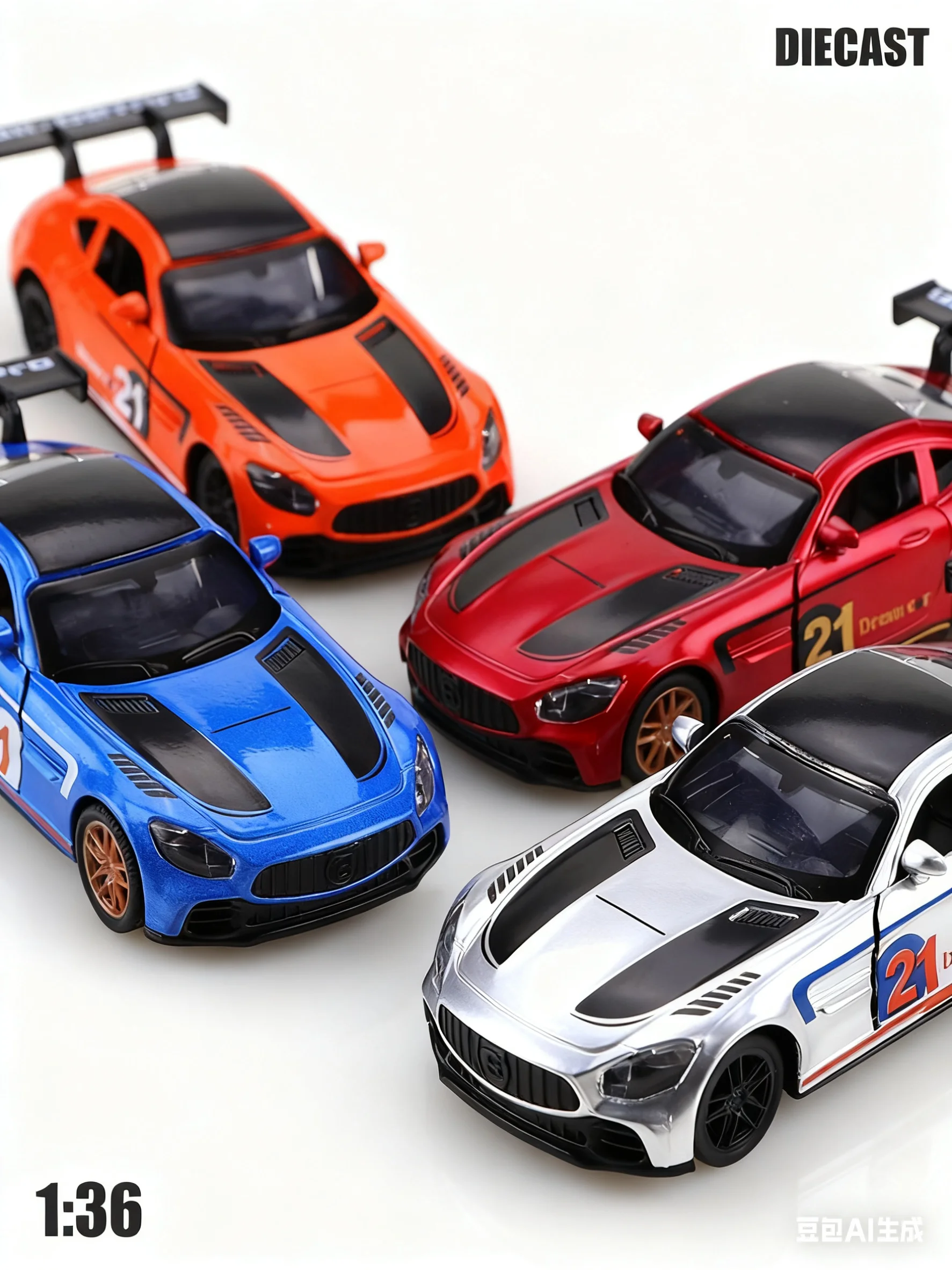 Nouvelle voiture à tirer GT en alliage en sachet 1.36, voiture en métal élégante, jouet à tirer ouvrable pour porte, cadeau de jouet pour enfants, ornement de voiture