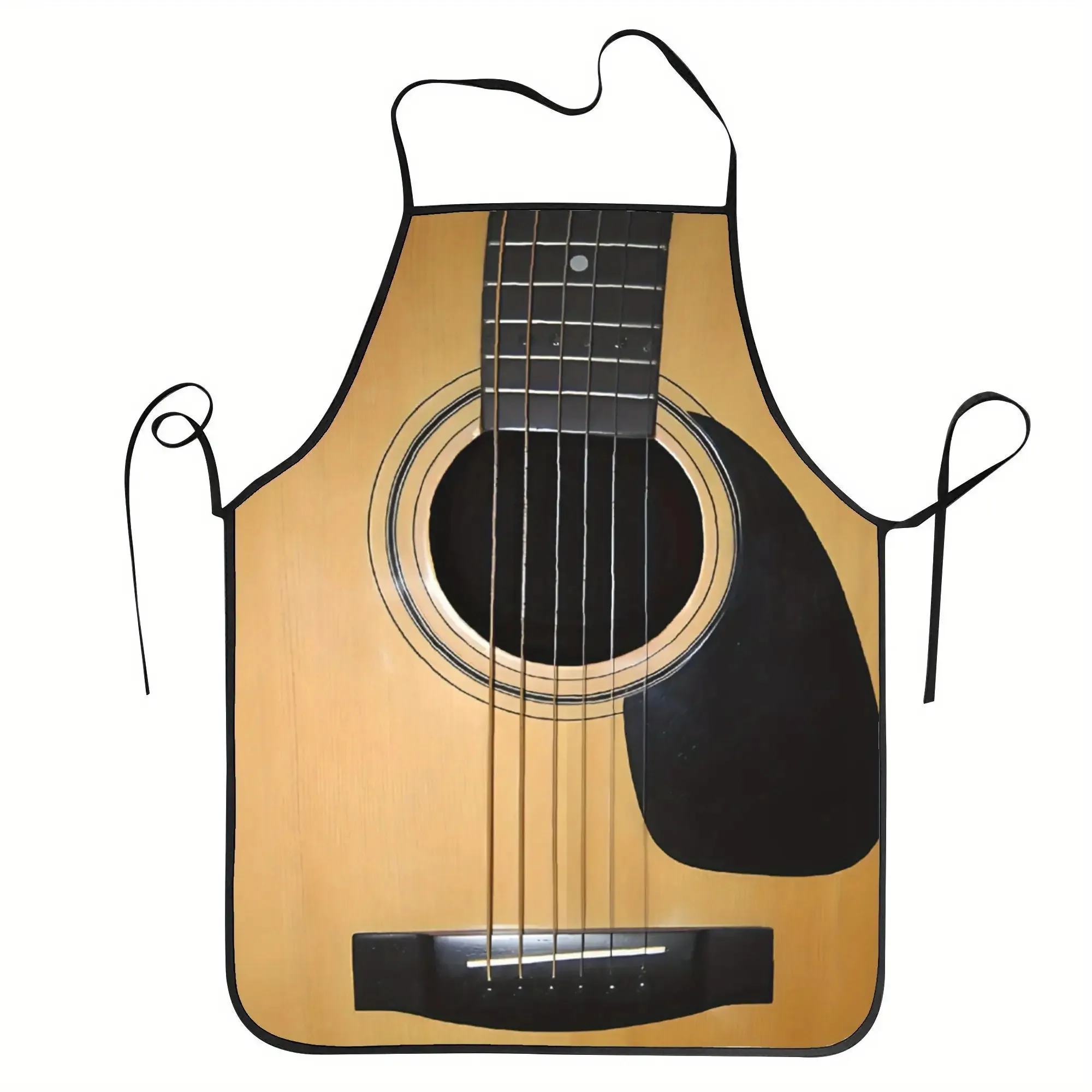 A 2D Flat-printed Christmas-themed Fun Guitar Design Apron Suitable For Cooking Baking And Painting—unisex Kitchen Apron With A