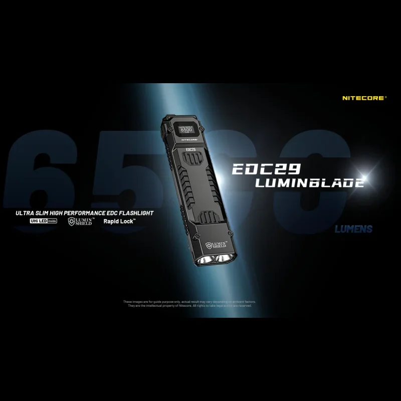 Nitecore edc29 6500 lúmens utra fino edc lanterna tática USB-C recarregável bulit-in bateria lançamento máximo de 400 metros