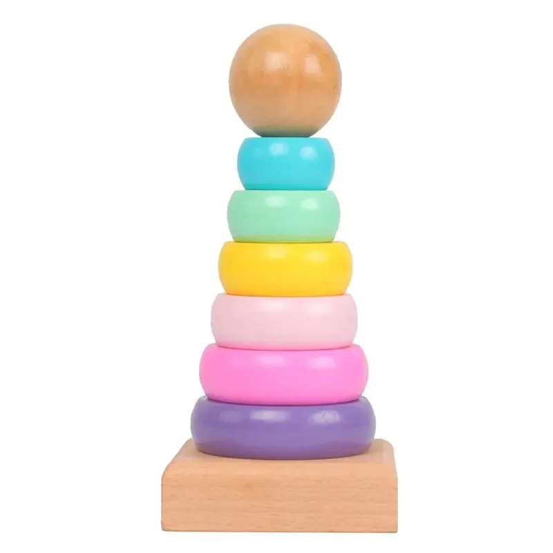 New Kids Rainbow Stacking Ring Tower Stacking Folding Cup Stapelring Blocks Wood Plastic Toddler Toy Baby Infant Toys