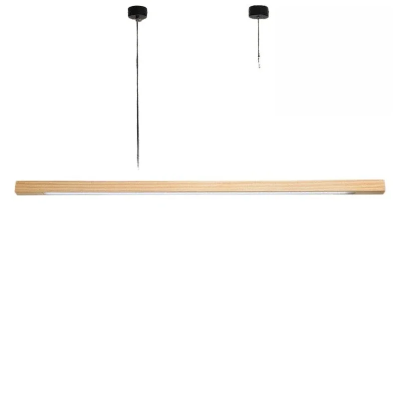 

Japanese log lamp LED chandelier light luxury modern simple solid wood bar desk tea room dining table chandelier