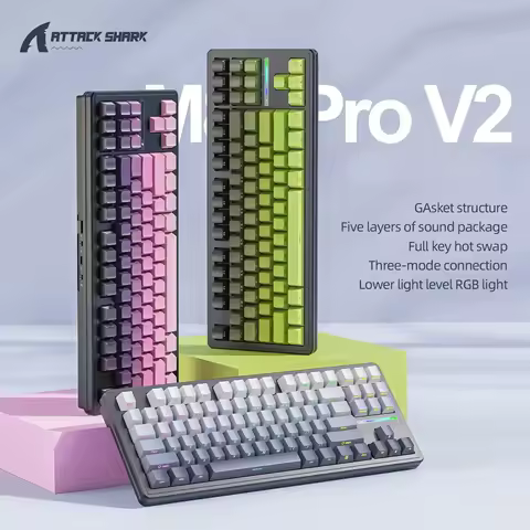 Attack Shark M87 PRO Mechanical Gaming Keyboard Wireless Tri-Mode Hot-Swappable Custom Switch TKL 5000mAh RGB Backlit