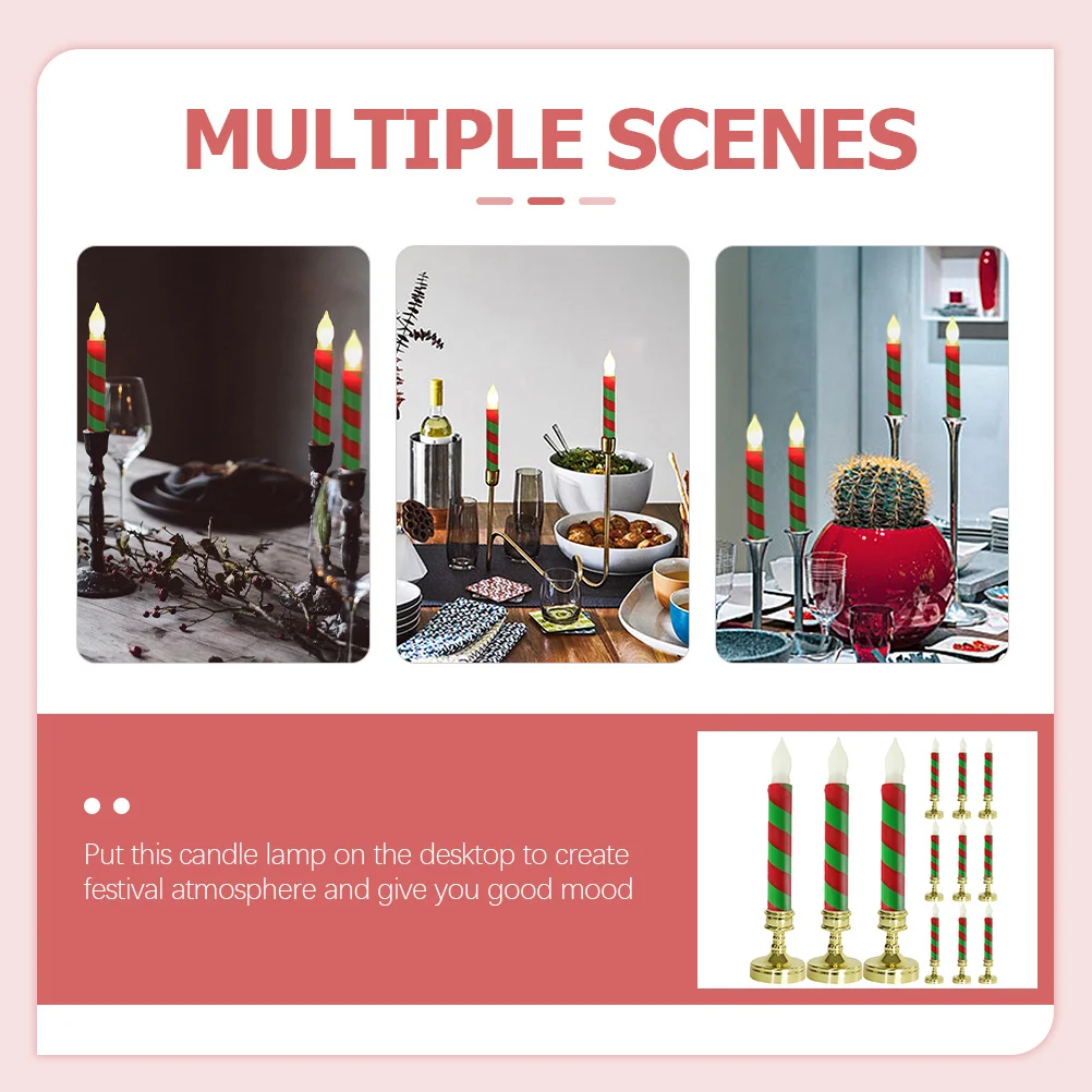 

12Pcs Christmas Electric Candles LED Flameless Lights Decorative Lamps for Festival Home Party Decoration Use