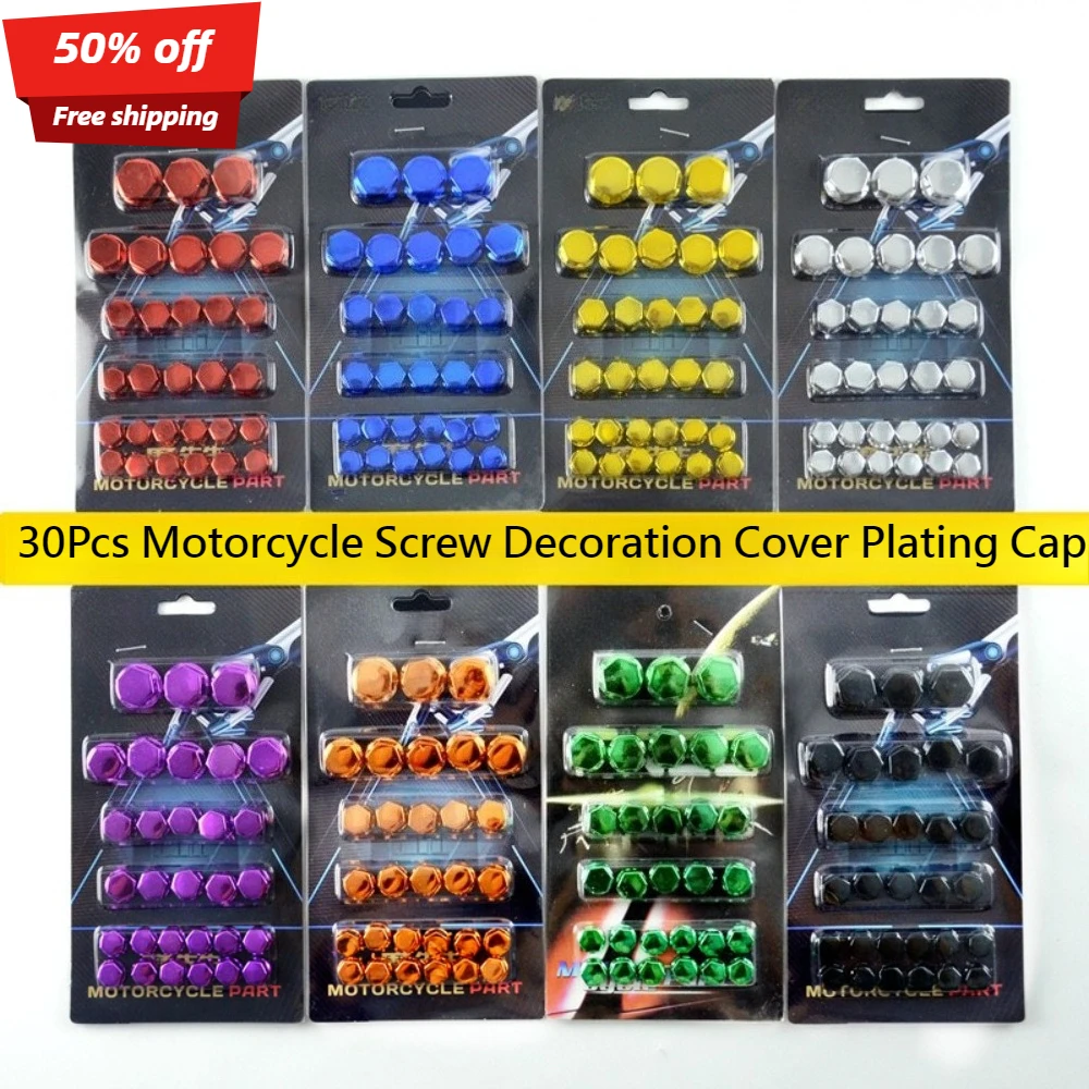 

30pcs/set colorful motorcycle decorations screws set motorcycle nut cap cover motorcycle decorate bolt screw bolt caps scooter