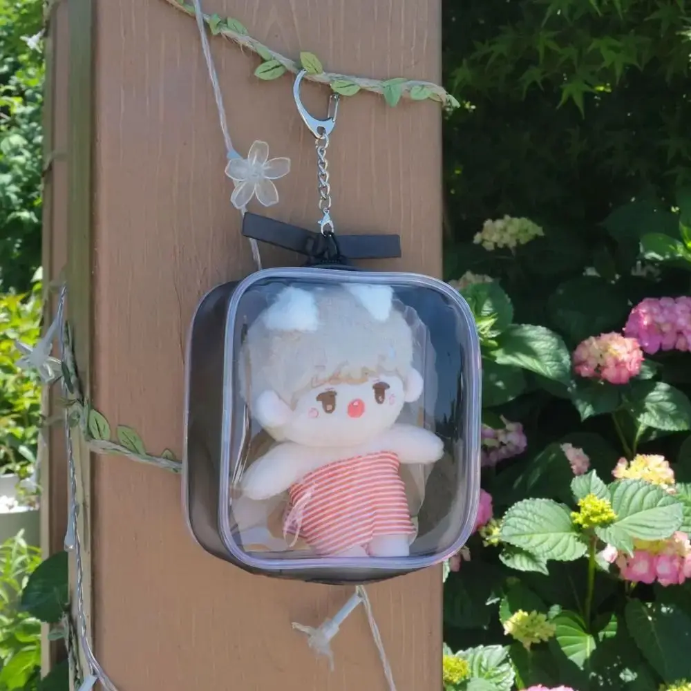 Dustproof 10cm Doll Outdoor Bag Transparent Clear Mini Doll Outdoor Pouch PVC Cute Doll Display Box DIY Keychain