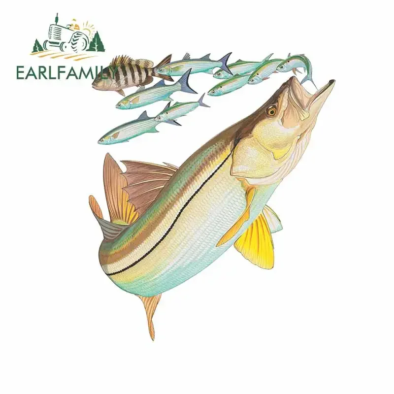 EARLFAMILY 13cm x 11.1cm Fish Eat Fish DIY Car Stickers Cartoon Graphics Laptop Fine Decal Waterproof Car Door Protector Decor