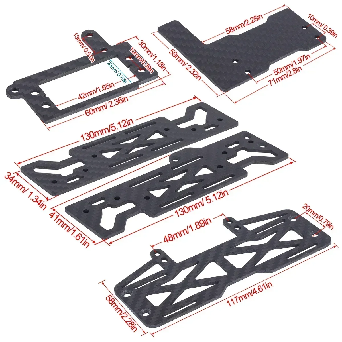 Machined Carbon Fiber Battery Holder Tray ESC Bracket for 1/10 RC Vanquish VS4-10 Phoenix Ultra Pro Fordyce LCG Upgrade Parts