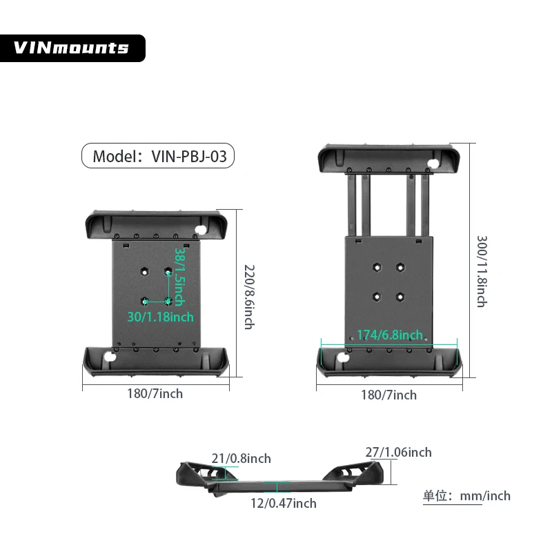 VINmounts aluminum heavy-duty tablet combo mount with 1.5-inch, compatible with RAM mounts, suitable for all 9.7-inch tablets
