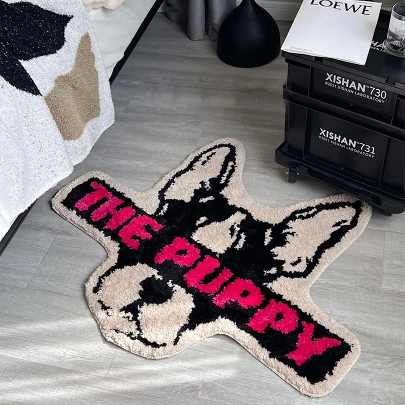 Cartoon Tufting Dog Rug Soft Fluffy Puppy Mat Living Area Carpet Bedroom Floor Anti Slip Pad Funny Home Kids Room Decor 70x90cm