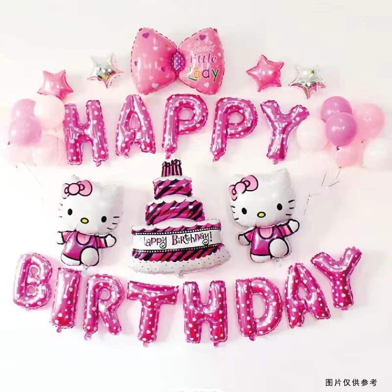 Cute Sanrio Party Balloon Set Decoration Hello Kitty Birthday Decoration Kids Theme Scene Layout Hellokitty Room Decor Girl Gift image 2