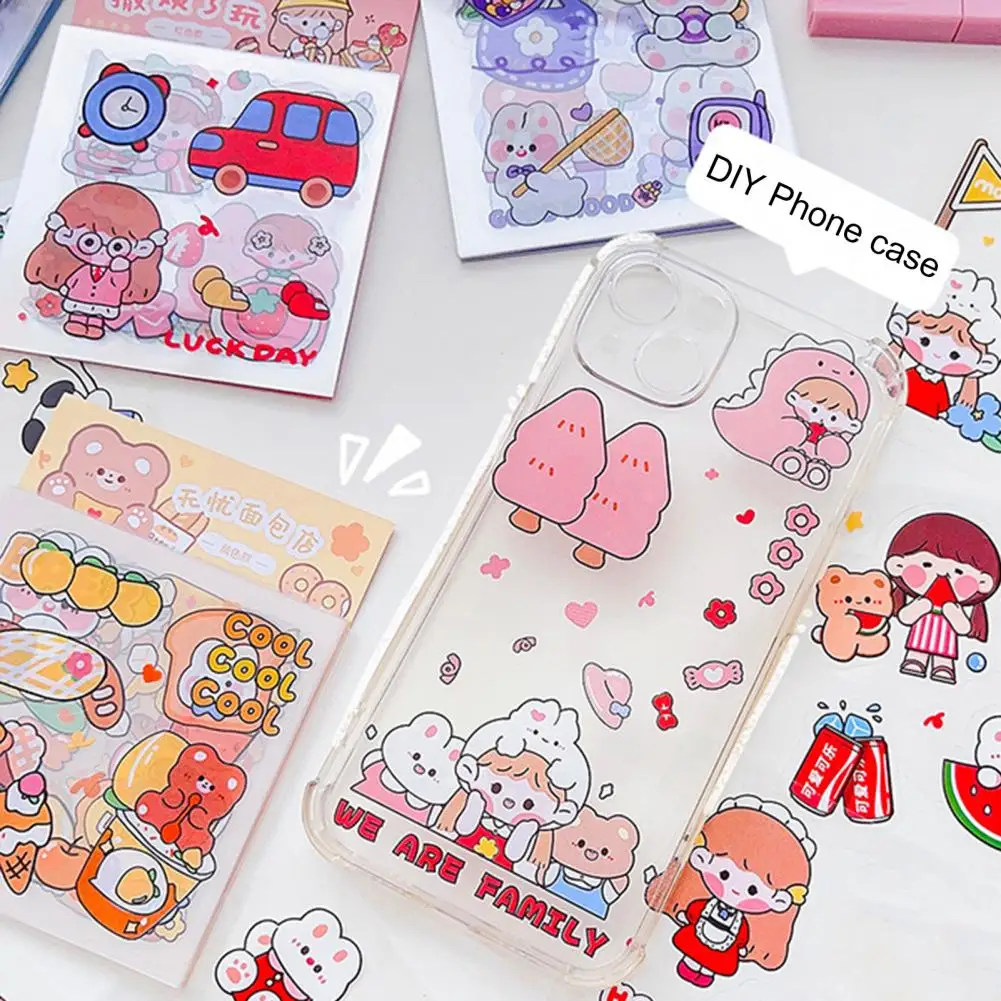 20 fogli di cancelleria adesivo impermeabile Kawaii Cartoon Stickers Cute Handbook Sticker Scrapbooking Diary Journal Planner Sticker