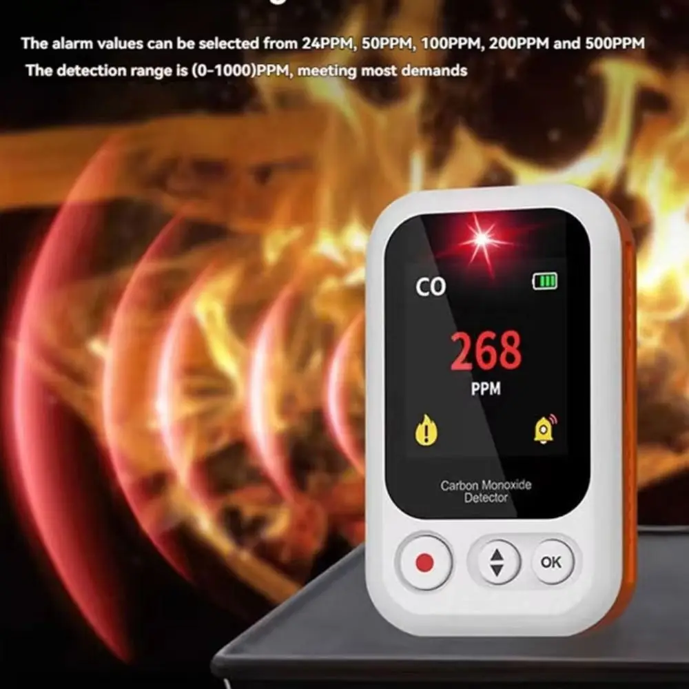 High Sensitivity Carbon Monoxide Detector High Definition LCD Display CO Detector Alarm Rechargeable Safety Monitor