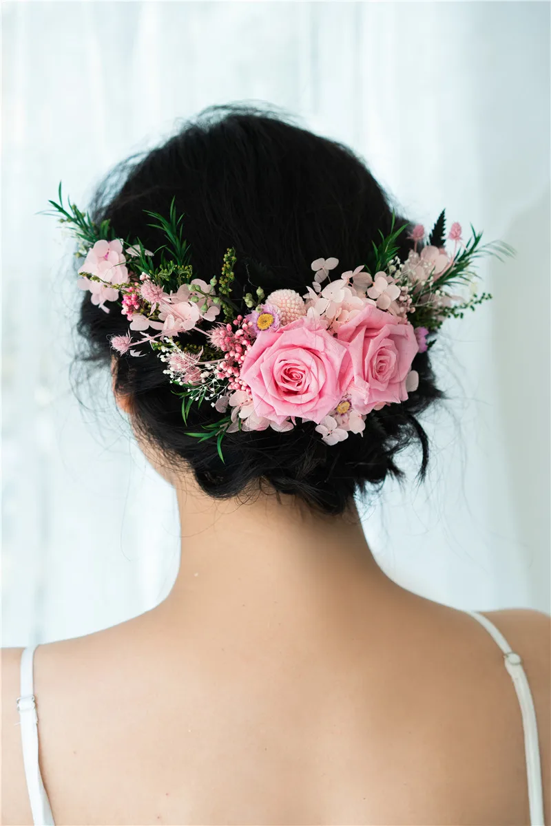 6 farben Hohe Qualität Gefälschte Rosen Blumen Braut Kopfstück Für Hochzeiten Tiaras y Tocados Novias Hochzeit Haar Zubehör Braut