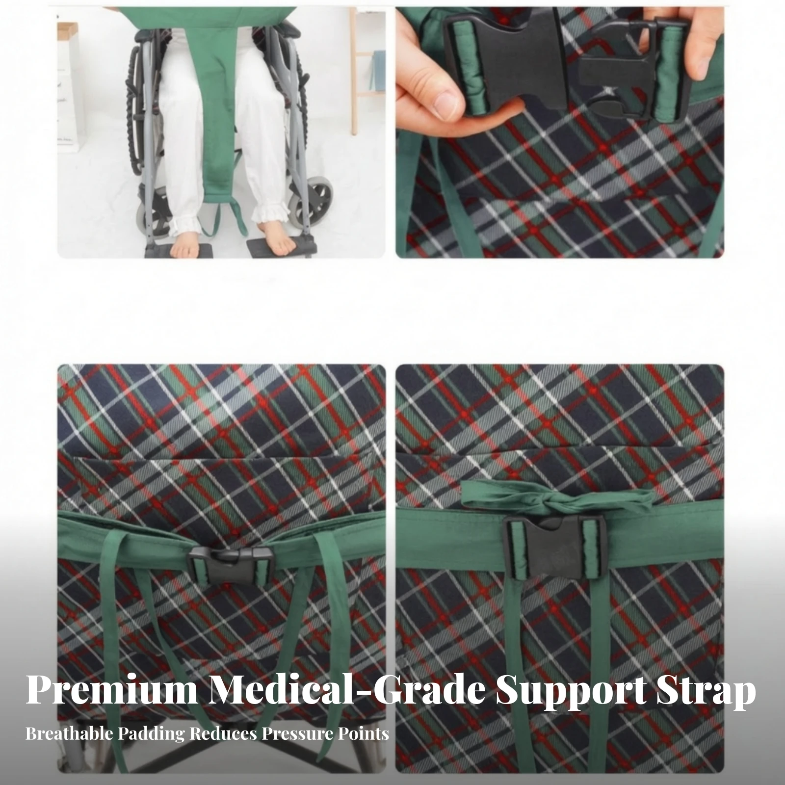 Wheelchair Safety Belt Supportive Wheelchair Seat Belt Body Harness Adjustable Cotton for Patients, Wheelchairs