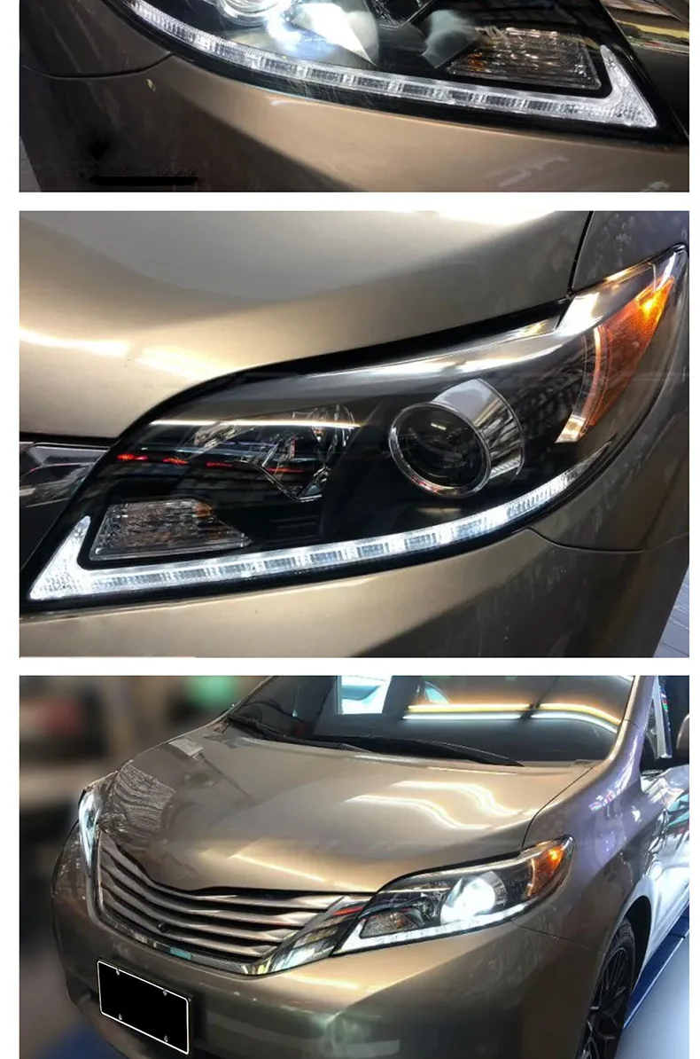 

Suitable for Feng11-14 Toyota Senna Sienna Headlight Assembly Pair of LED Daytime Running Light Lens Xenon Headlights