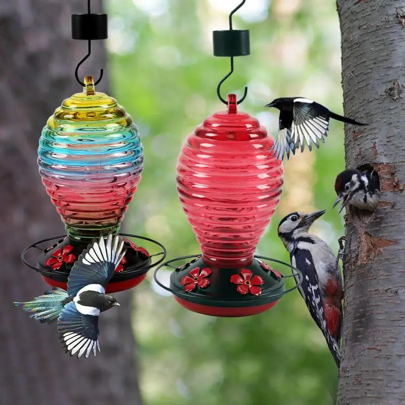 

Hummingbird Feeders For Outdoors Patio Heavy Duty Tree Bird Feeder with Ant Moat Hanging Hook Flower Hummingbird Feeder