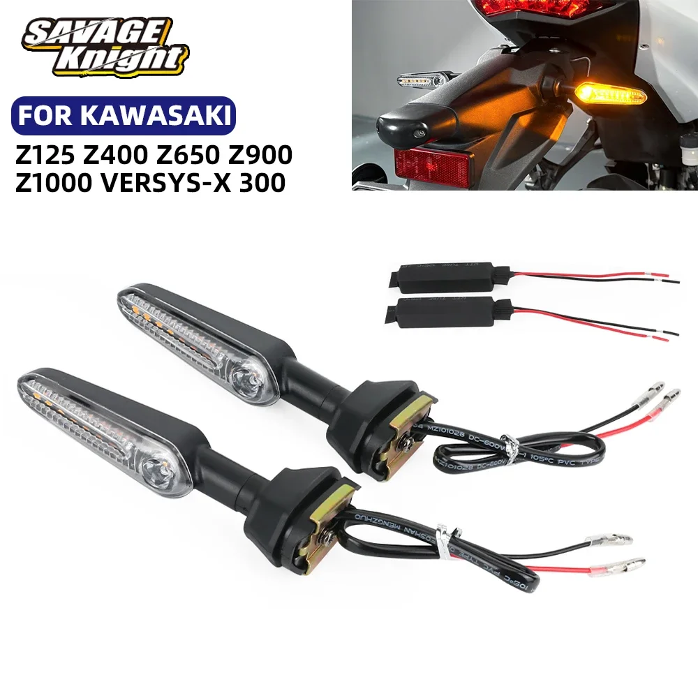 Front Rear LED Turn Signal Flowing Light For KAWASAKI Z900 Z1000 Z650 Z400 Z125 Versys X 300 Motorcycle Flashing LED Indicator