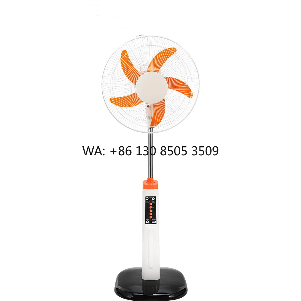 

16-Inch Eco-Friendly Solar Rechargeable Electric Stand Fan with LED Bulbs and Brushless Motor Includes Solar Panel