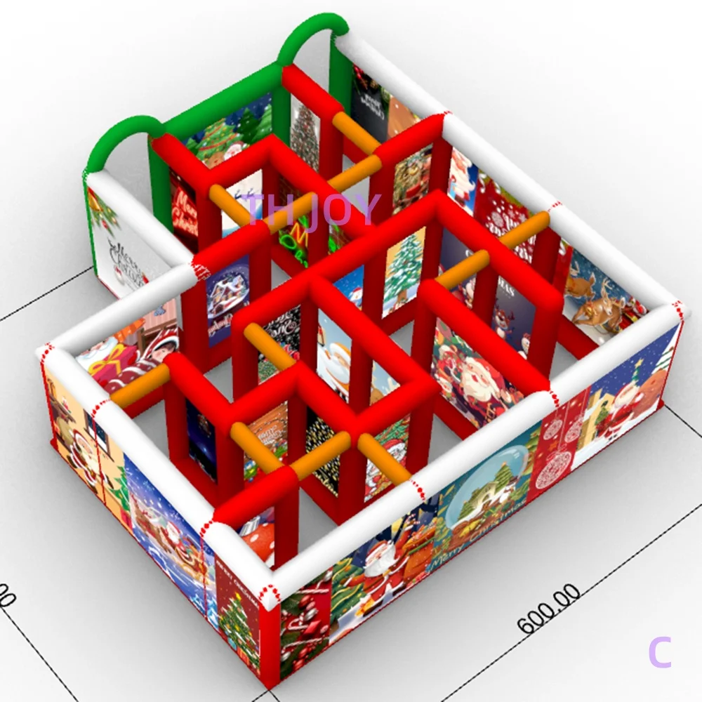 Bateau aérien rapide à porte, location de fête labyrinthe gonflable de noël 6x6m, jeux d'étiquettes laser gonflables, maison amusante à vendre