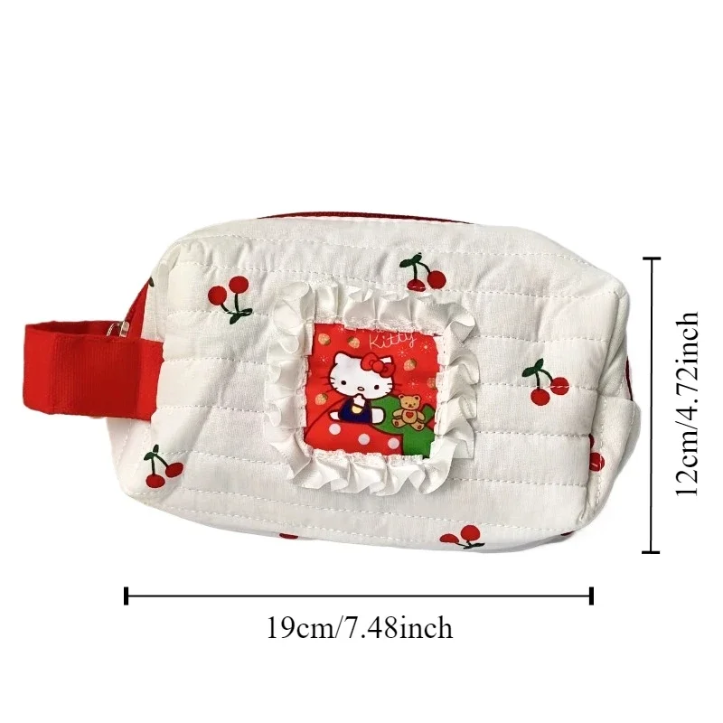 Kawaii Sanrio Hello Kitty Cosmetic Bag Cute Kt Pattern Portable Large Capacity Storage Toiletry Bag Kawaii Girl Birthday Gift image 4