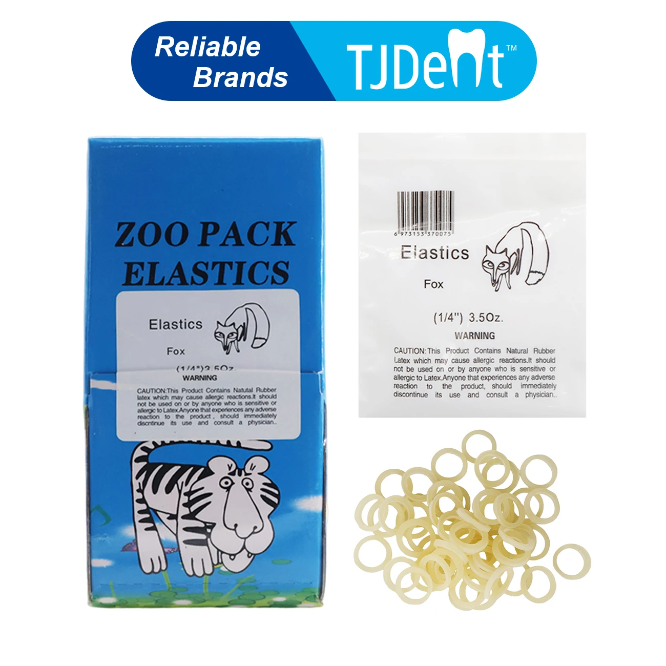 TJDent 5000Pcs/Box Dental Rubber Band Orthodontic Zoo Pack Elastics Traction Rings For Teeth Braces 3.5OZ Dentistry Materials