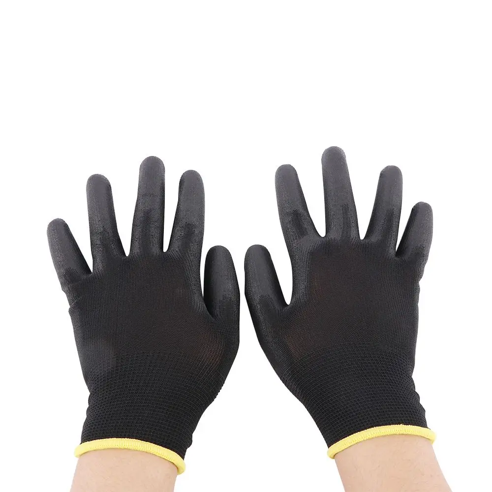 Black 6 Pairs Coated Builders Workplace Grip Safety Gloves Garden Supplies Protection Work Glove