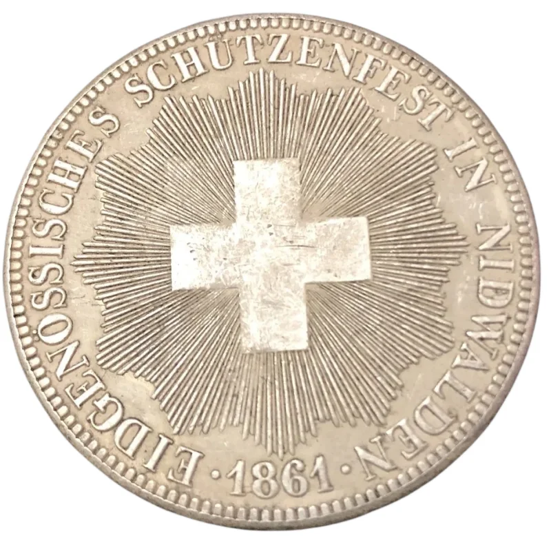 

1861 Switzerland 5 Franken Shooting Festival silver plated coin copy
