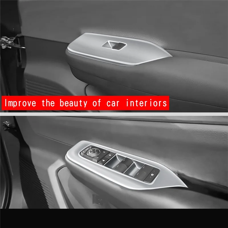 Car Silver Window Glass Lift Button Switch Cover Trim Door Armrest Panel for Prius 60 Series 2020-2023