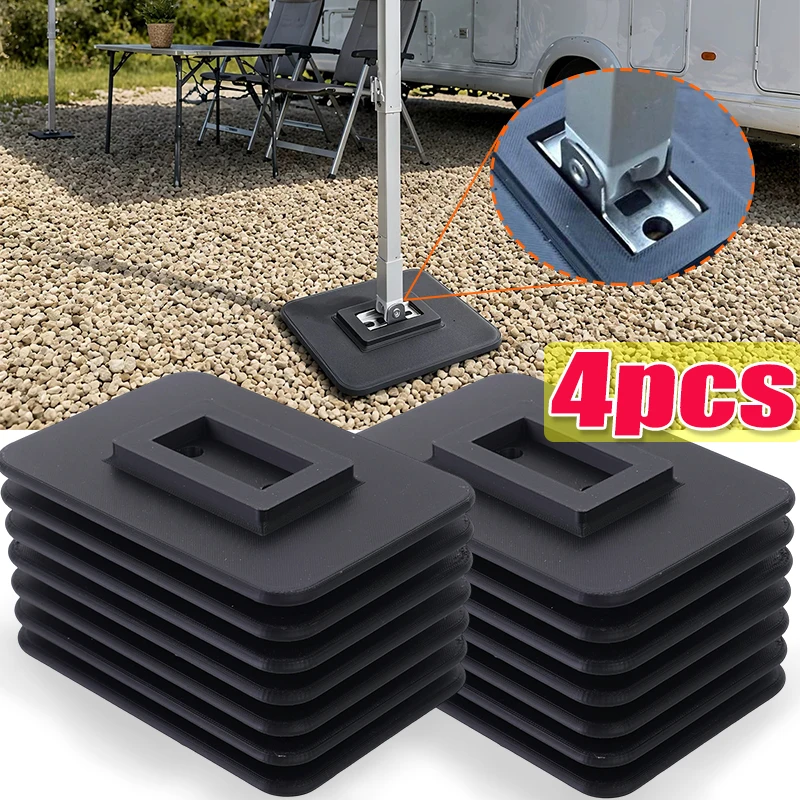 2/4 pièces Patins de support de pieds de support de auvent de camping-car, stabilisateurs anti-affaissement, supports de base pour trous de piquets au sol, pour la série Thule Omnistor