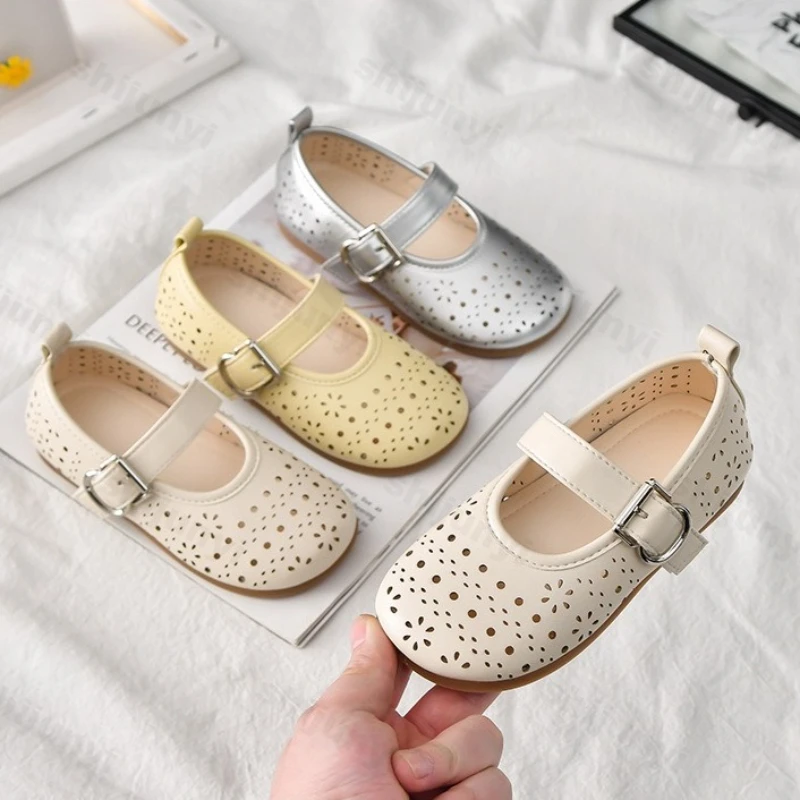 

Girls' Casual Shoes Summer 2025 Children's Shallow Mouth Hollow Breathable Princess Shoes Comfortable Lightweight single Shoes