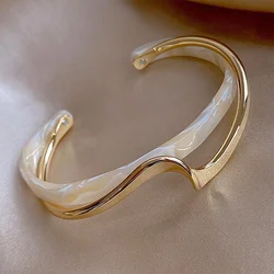 White Acrylic Bracelets Board Bend Metal Bangles Womens Hand Bracelets Geometric C- shaped Opening Bracelets Jewelry Gifts K-