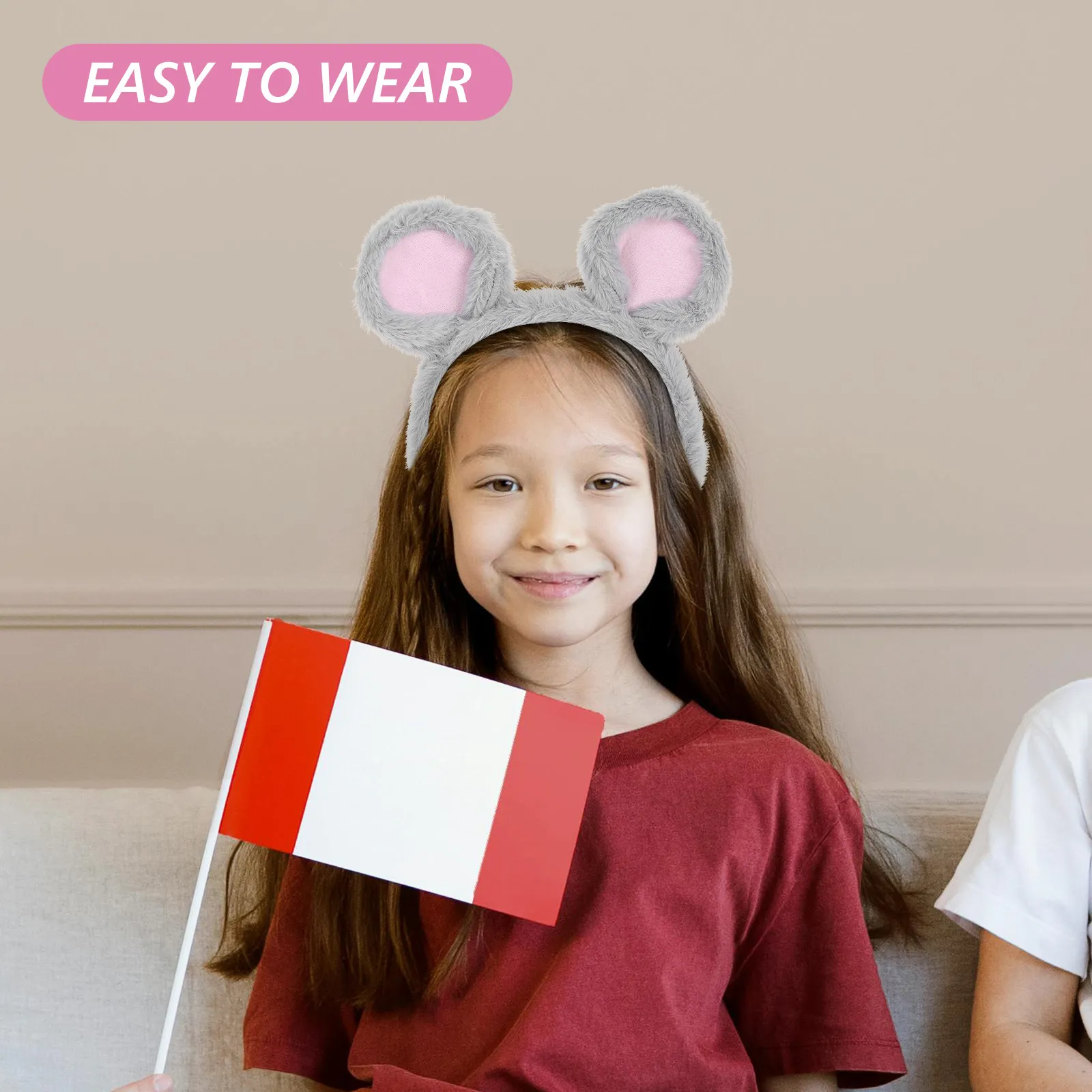 

Cute Mouse Headband Kids Cartoon Animal Hairband Soft Comfortable Adjustable Fit for Dress Up Parties Holidays Cosplay