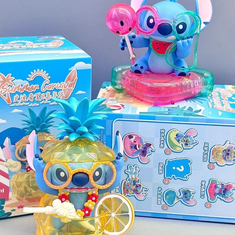 

1 шт., одна коробка, Disney Stitch, летняя карнавальная серия, слепая коробка, аниме Kawaii Trendys, орнамент, модель, коллекция кукол, игрушки, подарки