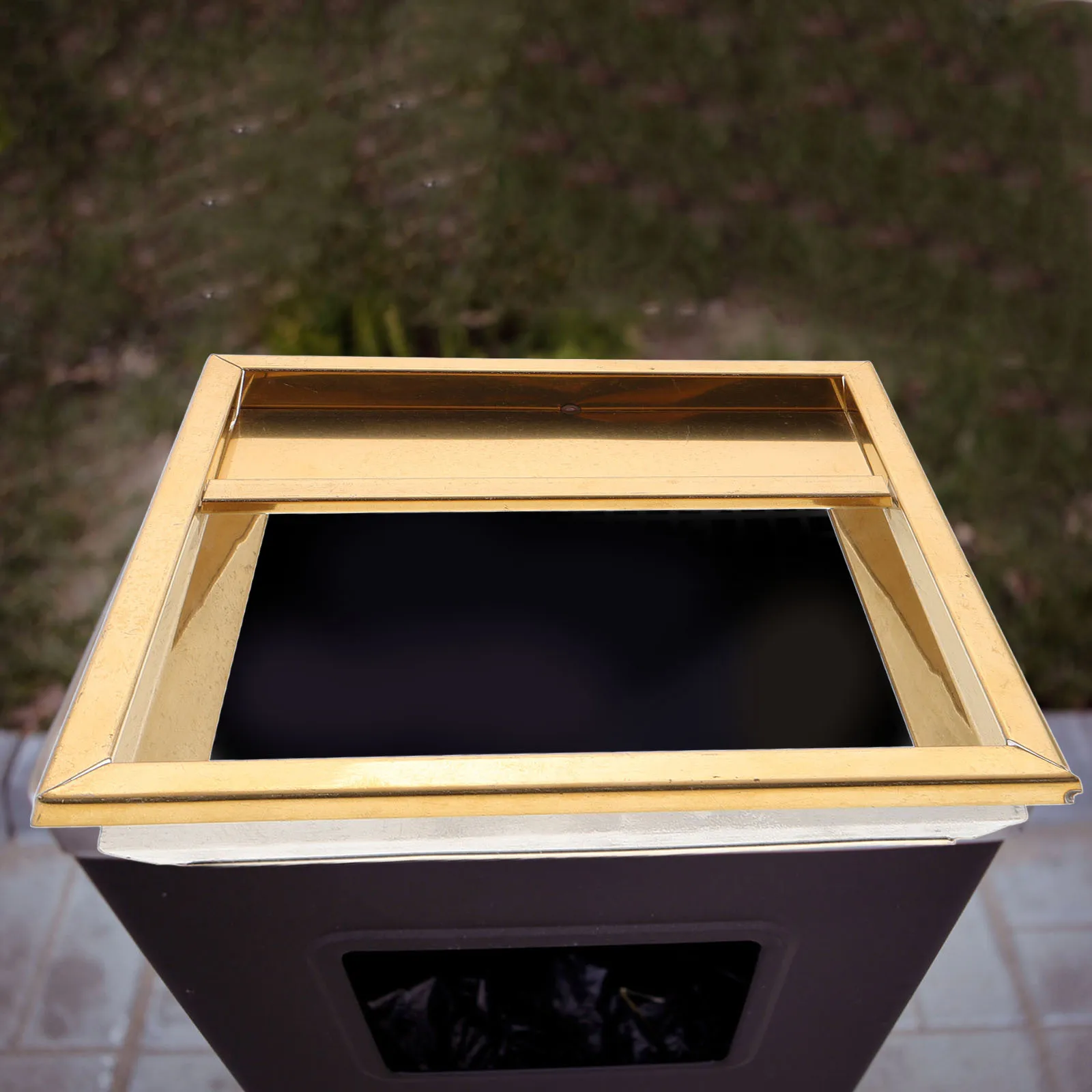 

Stainless Steel Lid for Garbage Can Replacement Part with Ashtray Outdoor Trash Can Cover Bin Metal Lid