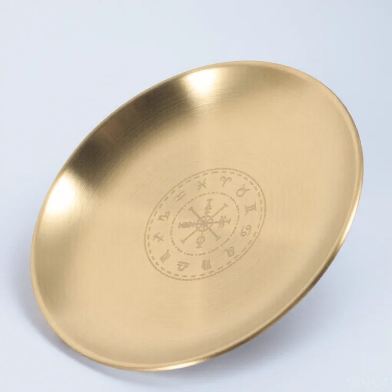 

Pentacle Gold Plate 5 Pointed Star Silver Ritual Supplies Metal Altar Tray Jewelry Ring Key Holder Dish Storage Decorative Home